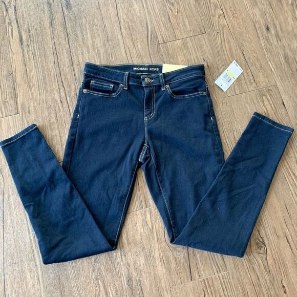 NEW Michael Kors Izzy Skinny Dark Rinse Jeans . - Picture 15 of 15
